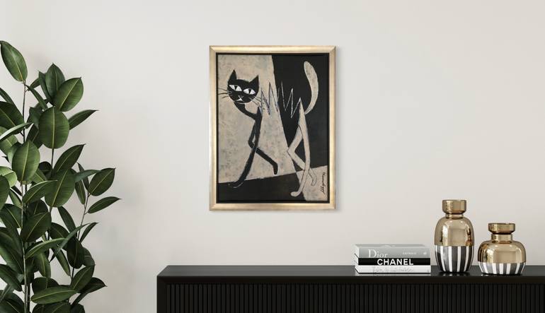 Original Abstract Expressionism Cats Painting by Marina Egorova