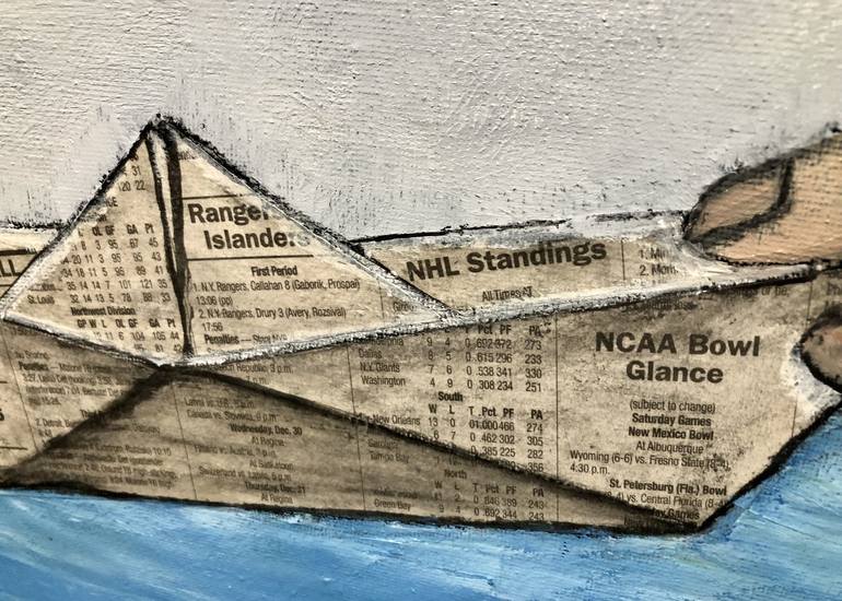 Original Boat Painting by Marina Egorova