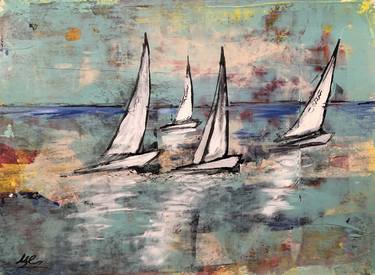 Original Abstract Expressionism Sailboat Paintings by Marina Egorova