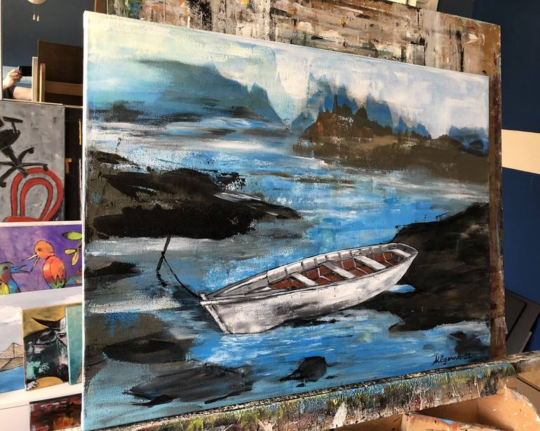 Original Boat Painting by Marina Egorova