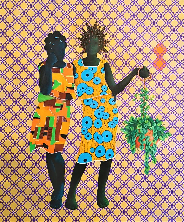 Original Art Deco Children Paintings by Aziseh Emmanuel