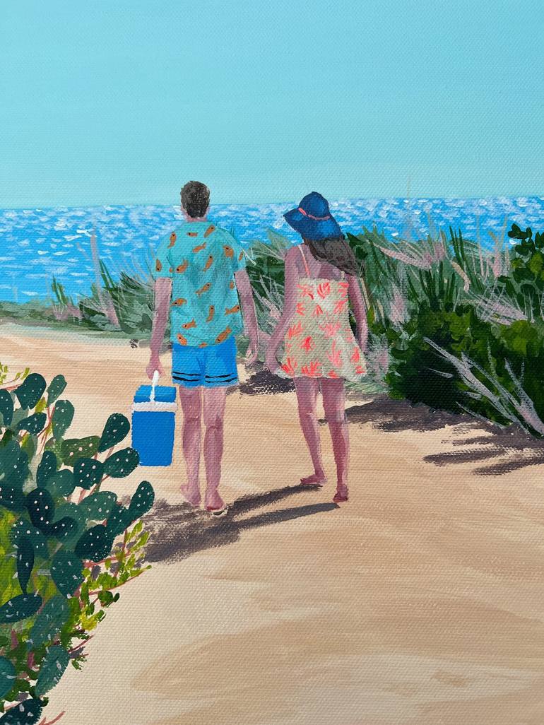 Original Beach Painting by vanessa van meerhaeghe