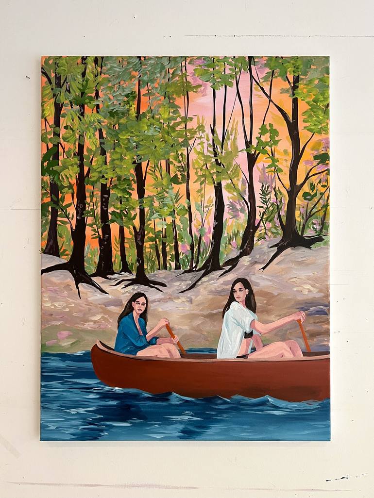 Original Contemporary Boat Painting by vanessa van meerhaeghe
