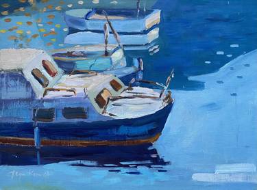 Original Impressionism Boat Paintings by Olga Korneeva