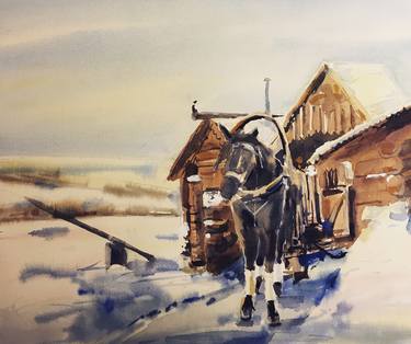 Original Illustration Horse Paintings by Olga Korneeva