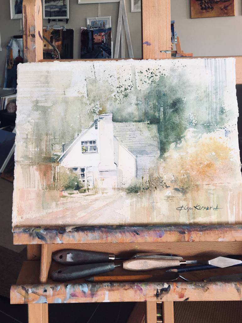 Original Illustration Landscape Painting by Olga Korneeva