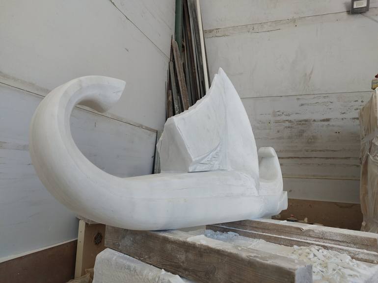 Original Art Deco Boat Sculpture by Vangelis Ilias