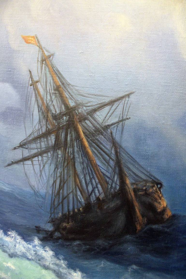 The ship in the storm Painting by Grigor Adjinyan | Saatchi Art India