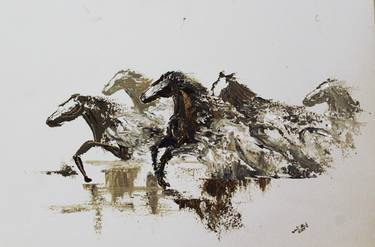 Original Abstract Horse Paintings by Vasuki mahadeo Shankar