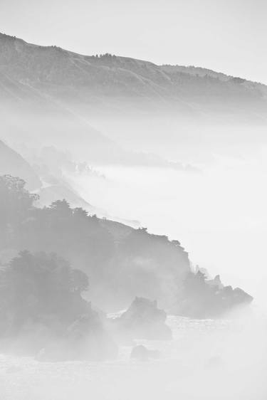 FOGGY BIG SUR CALIFORNIA BLACK AND WHITE Extra Large Print thumb