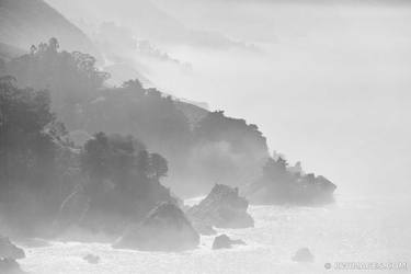 FOGGY BIG SUR CALIFORNIA BLACK AND WHITE Extra Large Print thumb