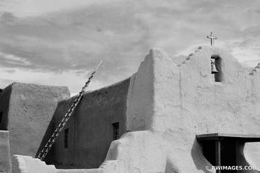 SAN LORENZO CHURCH PICURIS PUEBLO NEW MEXICO BLACK AND WHITE thumb