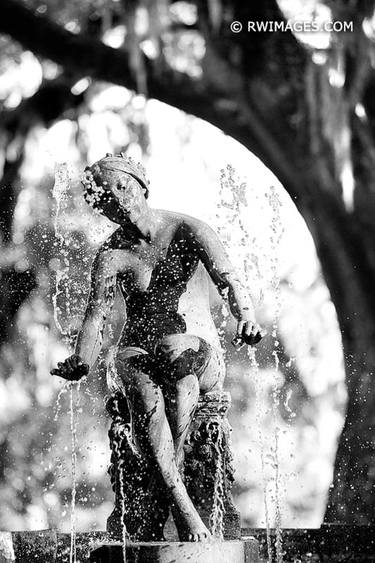 NEW ORLEANS LOUISIANA CITY PARK FOUNTAIN BLACK AND WHITE VERTICAL - Limited Edition of 100 thumb