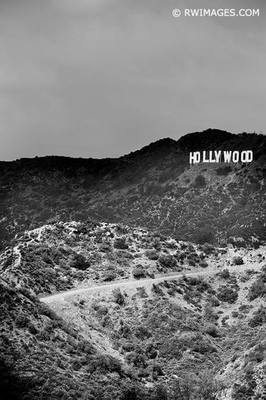 HOLLYWOOD CALIFORNIA SIGN ON THE HILL LOS ANGELES CALIFORNIA BLACK AND WHITE VERTICAL - Limited Edition of 100 thumb