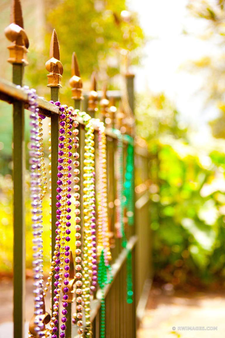 FENCE WITH MARDI GRAS BEADS FRENCH QUARTER NEW ORLEANS LOUISIANA Limited  Edition of 55 Photography by Robert Wojtowicz Saatchi Art