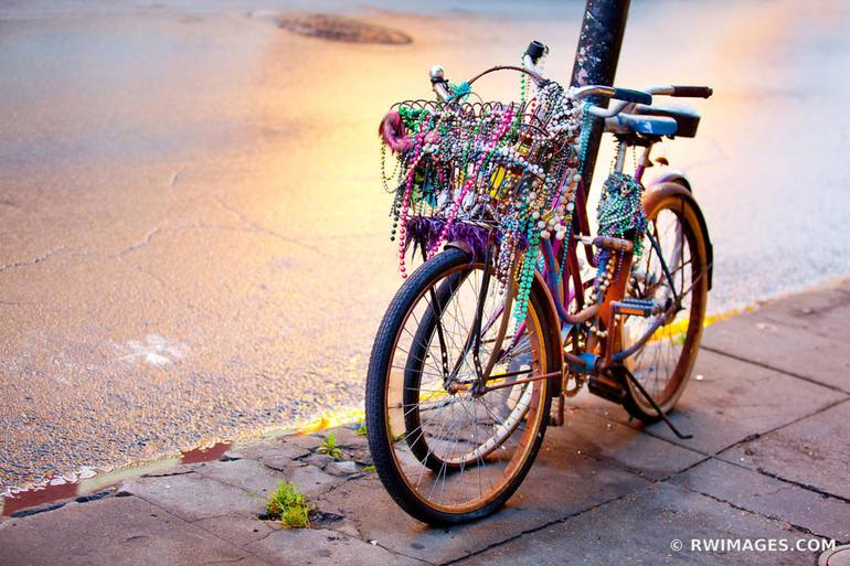 BIKE WITH BEADS FRENCH QUARTER NEW ORLEANS LOUISIANA PRINT