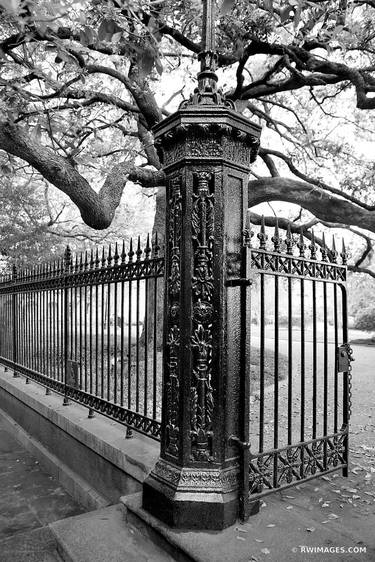 JACKSON SQUARE IRON FENCE GATE FRENCH QUARTER NEW BLACK AND WHITE VERTICAL - Limited Edition of 100 thumb