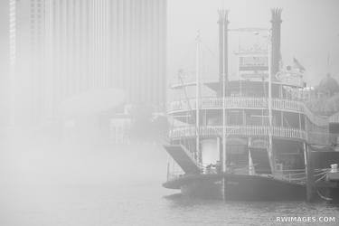 NATCHEZ STEAMBOAT IN MORNING FOG MISSISSIPPI RIVER NEW ORLEANS LOUISIANA BLACK AND WHITE - Limited Edition of 100 thumb