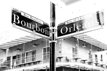 BOURBON STREET SIGN FRENCH QUARTER NEW ORLEANS BLACK AND WHITE - Limited Edition of 111 thumb