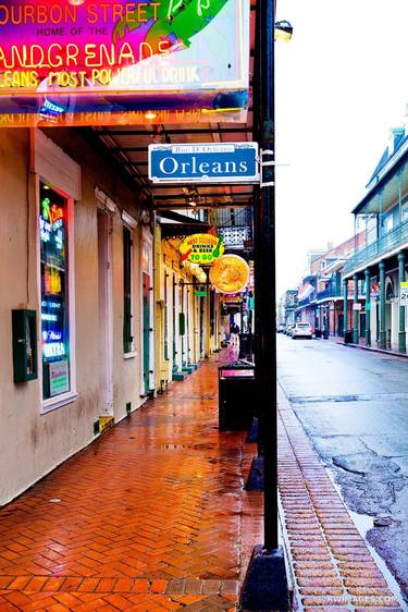 BOURBON STREET AND ORLEANS STREET FRENCH QUARTER NEW ORLEANS LOUISIANA COLOR VERTICAL - Limited Edition of 111 thumb