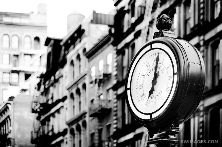 TRIBECA STREET CLOCK MANHATTAN NEW YORK BLACK AND WHITE Limited