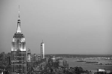 EMPIRE STATE BUILDING FREEDOM TOWER MANHATTAN SKYLINE NEW YORK CITY BLACK AND WHITE - Limited Edition of 111 thumb