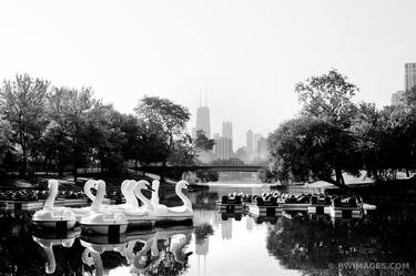 SWAN BOATS SOUTH POND LINCOLN PARK CHICAGO BLACK AND WHITE - Limited Edition of 55 thumb