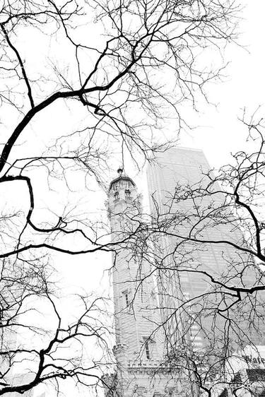 WATER TOWER MICHIGAN AVENUE WINTER DAY HEAVY SNOWFALL CHICAGO BLACK AND WHITE - Limited Edition of 55 thumb