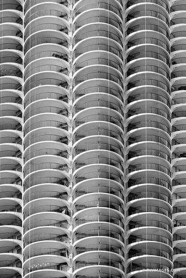 MARINA TOWER CORNCOB BUILDING CLOSE UP MODERN ARCHITECTURE ABSTRACT CHICAGO ILLINOIS BLACK AND WHITE VERTICAL - Limited Edition of 55 thumb