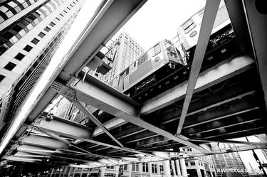 EL TRAIN ELEVATED TRAIN TRACKS CHICAGO ILLINOIS BLACK AND WHITE - Limited Edition of 55 thumb