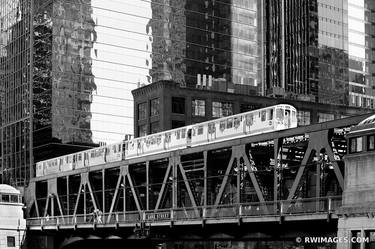 EL TRAIN CHICAGO ELEVATED TRAIN CHICAGO ILLINOIS BLACK AND WHITE - Limited Edition of 55 thumb
