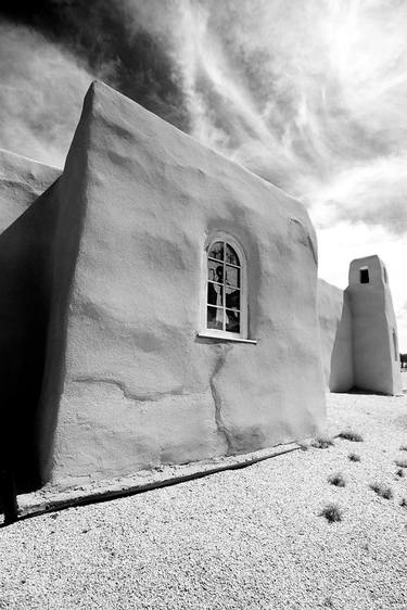 SAN FRANCISCO CATHOLIC MISSION CHURCH TURQUOISE TRAIL NEW MEXICO BLACK AND WHITE - Limited Edition of 55 thumb