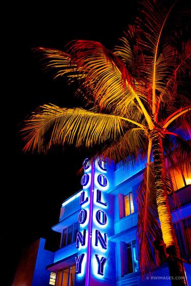 ART DECO ARCHITECTURE MIAMI BEACH FLORIDA NIGHT - Limited Edition of 100 thumb