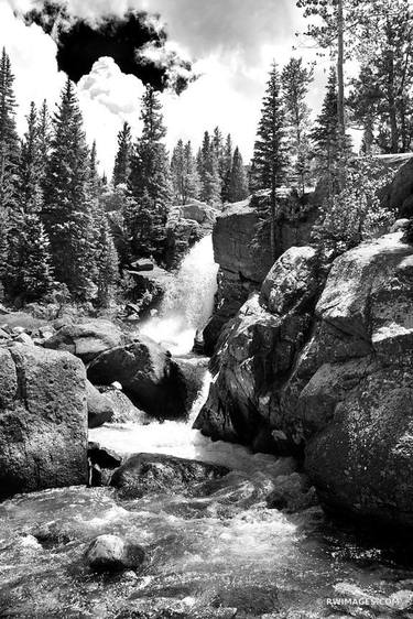 ALBERTA FALLS ROCKY MOUNTAIN NATIONAL PARK COLORADO BLACK AND WHITE VERTICAL - Limited Edition of 100 thumb