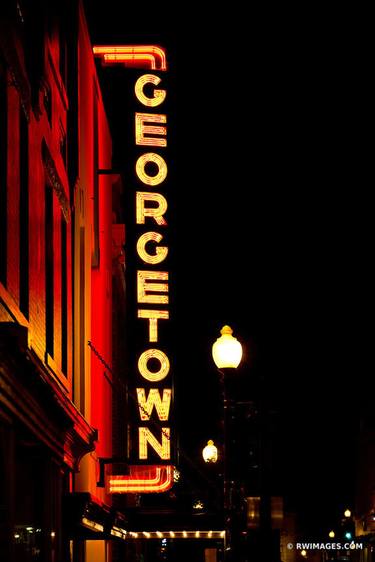 GEORGETOWN NEON SIGN GEORGETOWN EVENING WASHINGTON DC GEORGETOWN BY NIGHT VERTICAL - Limited Edition of 100 thumb