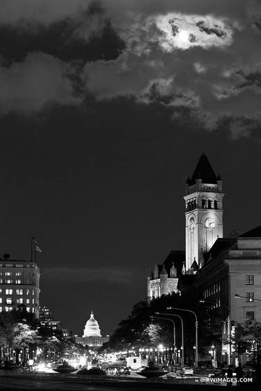 PENNSYLVANIA AVENUE AT NIGHT WASHINGTON DC WASHINGTON DC BLACK AND WHITE VERTICAL - Limited Edition of 100 thumb