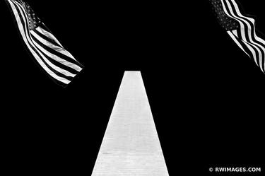 AMERICAN FLAGS WASHINGTON MONUMENT NATIONAL MALL WASHINGTON DC BLACK AND WHITE - Limited Edition of 100 thumb