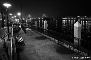 RIVERWALK SAVANNAH GEORGIA EVENING NIGHT BLACK AND WHITE - Limited Edition of 100 thumb