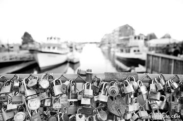 LOVE LOCK FENCE PORTLAND MAINE BLACK AND WHITE - Limited Edition of 100 thumb