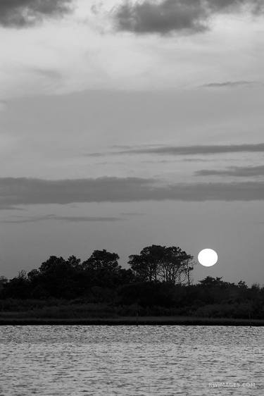 SUNSET OVER CHINCOTEAGUE BAY ASSATEAGUE ISLAND NATIONAL SEASHORE MARYLAND BLACK AND WHITE VERTICAL - Limited Edition of 100 thumb