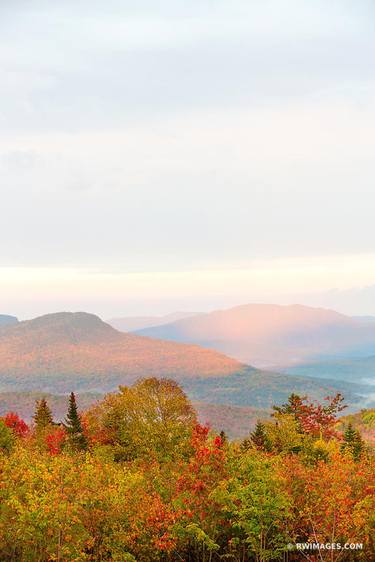 SUNSET WHITE MOUNTAINS KANCAMAGUS HIGHWAY NEW HAMPSHIRE FALL COLORS VERTICAL NEW ENGLAND LANDSCAPE - Limited Edition of 100 thumb