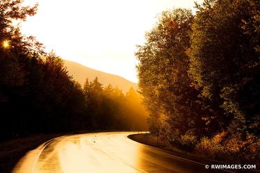 SUNSET KANCAMAGUS PASS ROAD BEND WHITE MOUNTAINS DRIVING KANCAMAGUS HIGHWAY NEW HAMPSHIRE FALL COLORS - Limited Edition of 100 thumb