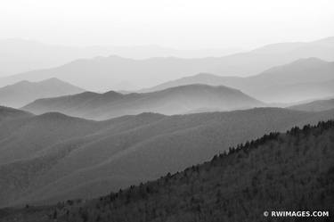 VIEW FROM CLINGMANS DOME SMOKY MOUNTAINS RIDGES BLACK AND WHITE - Limited Edition of 100 thumb