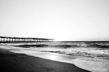 FRISCO FISHING PIER SUNRISE ATLANTIC OCEAN CAPE HATTERAS OUTER BANKS NORTH CAROLINA BLACK AND WHITE - Limited Edition of 100 thumb