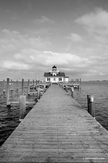 ROANOKE MARSHES LIGHTHOUSE MANTEO OUTER BANKS NORTH CAROLINA BLACK AND WHITE VERTICAL - Limited Edition of 100 thumb
