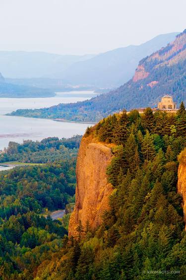 VISTA HOUSE CROWN POINT AT SUNSET FROM CHANTICLEER POINT COLUMBIA RIVER GORGE OREGON VERTICAL - Limited Edition of 100 thumb