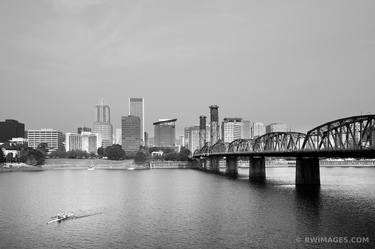 HAWTHORNE BRIDGE PORTLAND OREGON SKYLINE BLACK AND WHITE - Limited Edition of 125 thumb