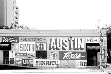 WELCOME TO SIXTH STREET HISTORIC AUSTIN TEXAS SIGN BLACK AND WHITE - Limited Edition of 125 thumb