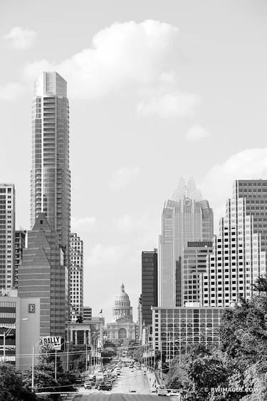 CONGRESS AVENUE DOWNTOWN AUSTIN TEXAS BLACK AND WHITE VERTICAL - Limited Edition of 125 thumb