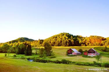 RED BARNS FARMFIELD IN THE VALLEY RURAL VERMONT NEW ENGLAND LANDSCAPE FALL - Limited Edition of 125 thumb